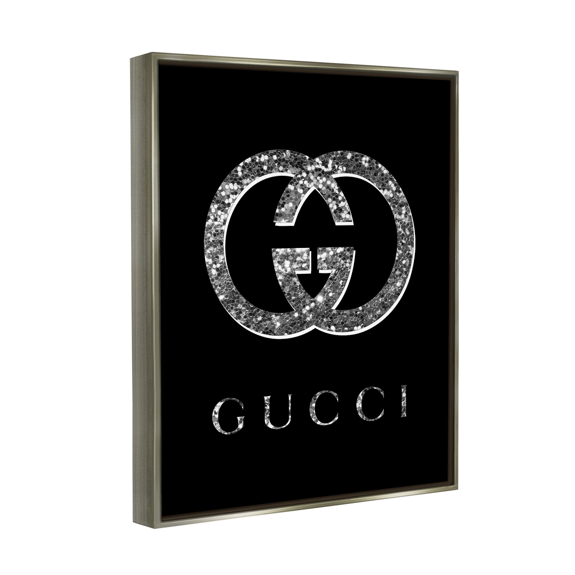 Stupell Industries Black Glam Fashion Symbol Typography Painting Gray Floater Framed Art Print Wall Art, 17 x 21