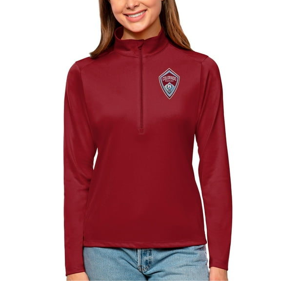 Women's Antigua Burgundy Colorado Rapids Tribute Quarter-Zip Pullover Top