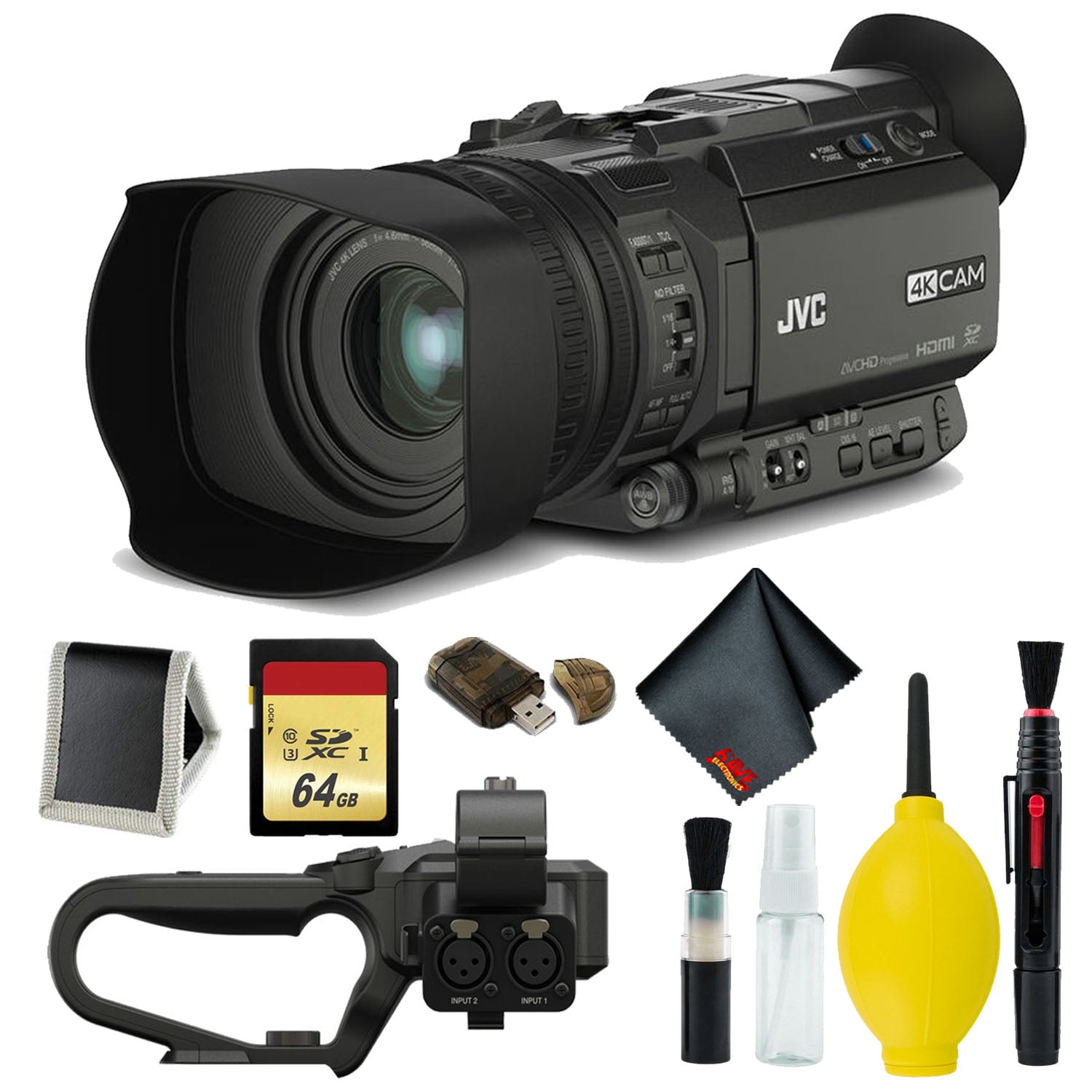 JVC 4KCAM Compact Professional Camcorder Memory Bundle