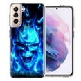 thumbnail image 1 of MUNDAZE Samsung Galaxy S22 Blue Flaming Skull Double Layer Phone Case Cover, 1 of 3