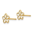 thumbnail image 2 of Real 14kt Yellow Gold Plumeria Post Earrings; for Adults and Teens; for Women and Men, 2 of 3