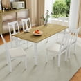 thumbnail image 3 of Harper & Bright Designs Vintage Extendable Dining Table Set for 6, Rectangle Rustic Farmhouse Kitchen Table Set with Removable Leaf and with 6 Chairs for Kictchen, Natural+White, 3 of 17
