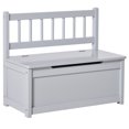 thumbnail image 2 of Qaba 2-in-1 Kids Wooden Toy Organizer Chest Storage Box with Seat Bench Cabinet Chunk Cube with Safety Pneumatic Rod Gray, 2 of 9
