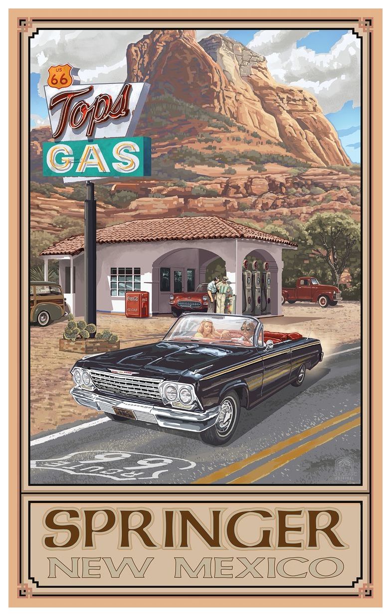 Springer New Mexico Route 66 Service Station Travel Art Print Poster by