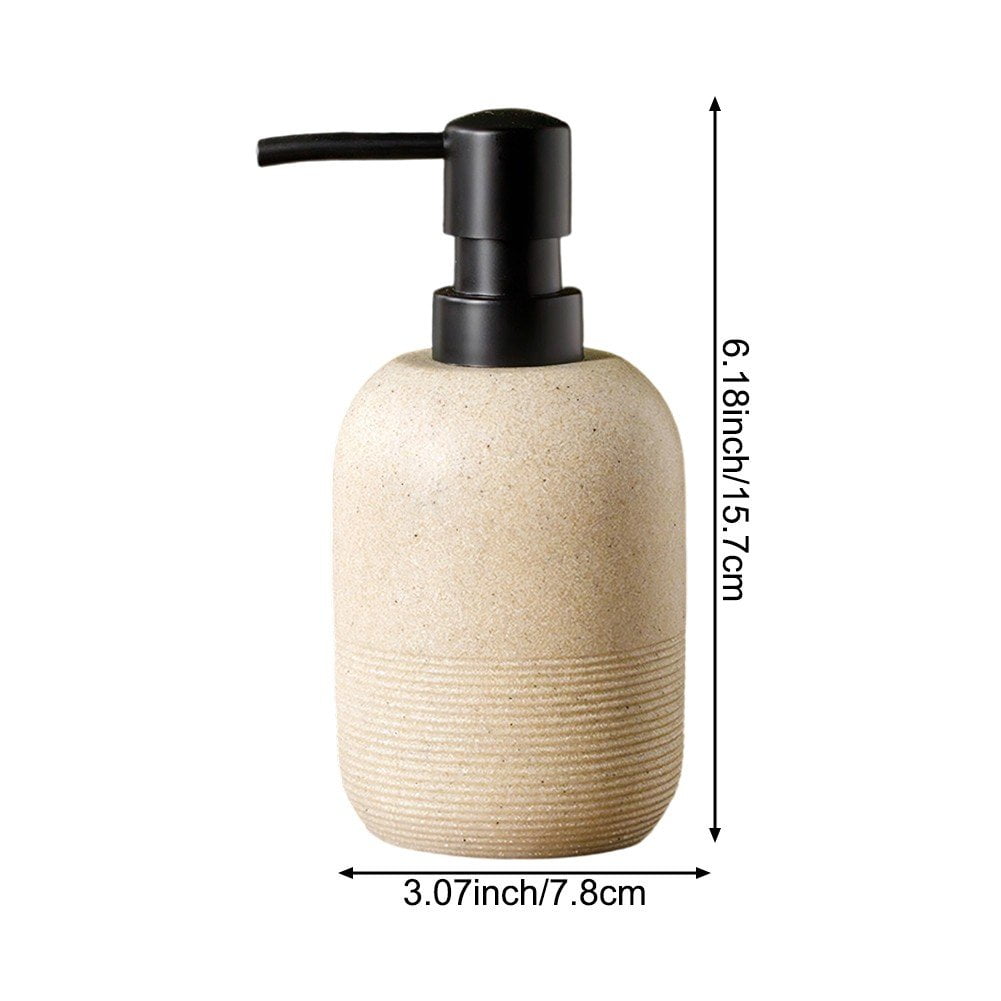 Hand Soap Dispenser - Sandstone Textured Resin Liquid Soap Dispenser for Bathroom & Kitchen Countertop, Matte Beige