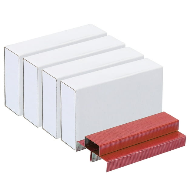 Unique Bargains Staples for Stapler, 4 Pack(1000Pcs Staples Per Pack) 26/6 Standard 1/4 Inch Length Staples Jam Free Red