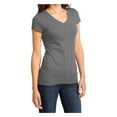 thumbnail image 4 of Yellow Rooster Women's Juniors Very Important V-Neck Cotton Tee Grey XS, 4 of 6