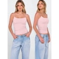 thumbnail image 4 of ANRABESS Womens Square Neck Tank Tops Adjustable Spaghetti Strap Double Lined Camisole Tops Basic Slim Fitted Comfy Breathable Summer Shirts Light pink L, 4 of 11