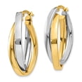 thumbnail image 2 of 14K Two-tone Oval Hoop Earrings, 2 of 3