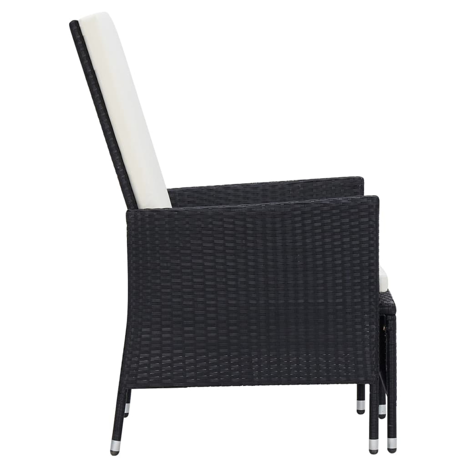 Reclining Patio Chair with Cushions Poly Rattan Black - image 4 of 7