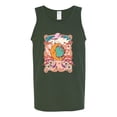 thumbnail image 2 of Wild Bobby Sun and Moon Groovy Vintage Daisy Flowers Stars Vintage Men Tank Top, Forest Green, 3X-Large, 2 of 6