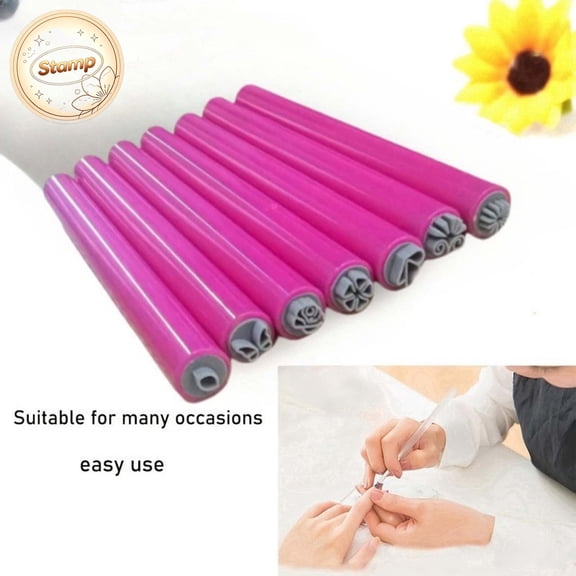 Nail Art Stamp Pen Set, Multiple Pattern Silicone Stamping Heads, Hand‑Held Manicure Stamping Tools, For Diy Pattern Printing On Nails, Creative Nail Decoration Supplies For Home And Salon Manicure