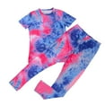 thumbnail image 4 of 2Pcs WomenClothes Outfit Tie Dye Print Short Sleeve Top+Long Pant Set, 4 of 6