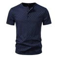 thumbnail image 5 of Xcmzpl Men's Waffle Henley Shirts Short Sleeve Casual Basic Tee Summer Button Soild T Shirts Camiseta Henley de Malla Gofre de Manga Corta Masculina, 5 of 10