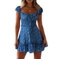 thumbnail image 3 of Women Summer Sweetheart Collar Printed Ruffle Mini Dress, 3 of 4