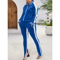 thumbnail image 2 of Women's 2 Piece Tracksuit Set Sexy Cold Shoulder Full Zip Jacket and Split Hem Jogger Pants Outfits S-2XL, 2 of 6