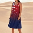 thumbnail image 3 of Red White And Royal Blue, American Flag Casual Tank Sundress With Pockets 4Th Of July Boho Beach Tshirt Dresses Cocktail For Women Long Sleeve Dress Pants 2025 Dresses (XXL, Wine) ZMTing, 3 of 5