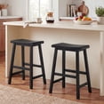 thumbnail image 2 of Gymax Solid Wood Saddle Bar Stools Set of 2 Backless Wooden Barstools w/Footrests Black, 2 of 7