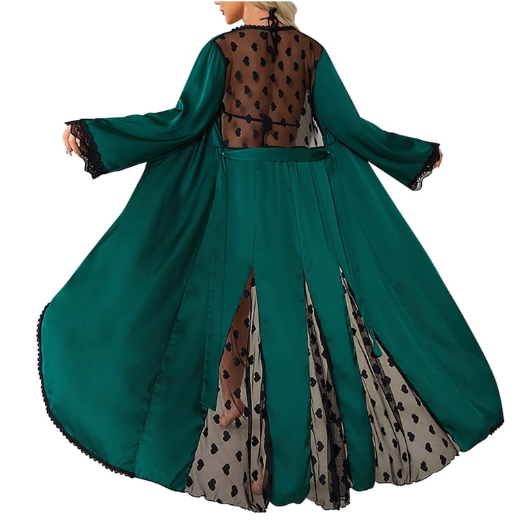Womens Pajamas Dress Womens Floral Lace Splicing Satin Kimonos Robe Long Sleeves Dressing Gown Bathrobe Bride Robe Nightwear S-99 Green M - Walmart.com Womens Pajamas Dress Womens Floral Lace Splicing Satin Kimonos Robe Long Sleeves Dressing Gown Bathrobe Bride Robe Nightwear S-99 Green M - Walmart.com