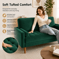 thumbnail image 3 of Neche 59" Velvet Spring Sofa Couch for Living Room, Office, Small Space, Solid Wood Leg, One Box, Green, 3 of 11