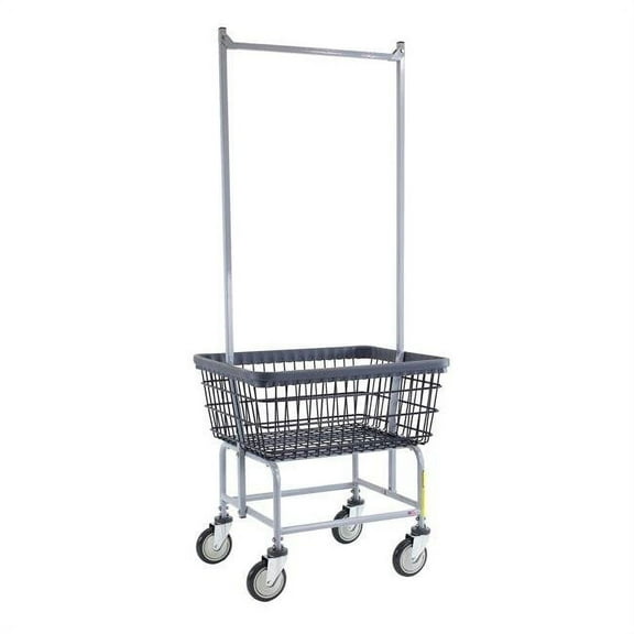 R&B Wire Products 100E58-D7 Dura-Seven Anti-Rust Coating Wire Laundry Cart with Double Pole Rack, 2.5 Bushel