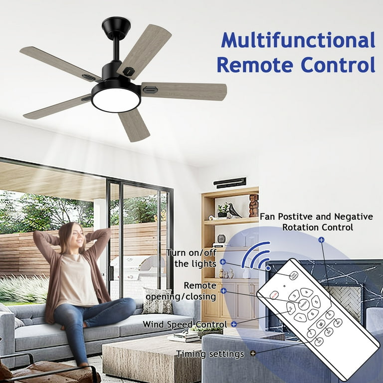XAUJIX 52'' Ceiling Fan with Light, 6-Speed Reversible DC