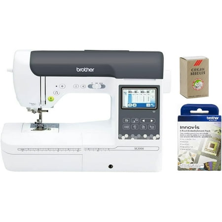 Brother SE2000 Computerized Sewing and Embroidery Machine, SA5FTPKG 5-Foot Embellishment Pack and SAEMB7511 100-Piece 75/11 Embroidery Needles