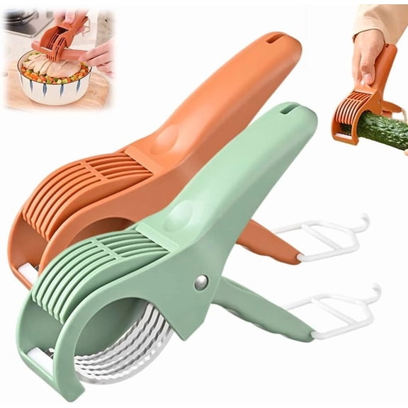 nuyezo Banana Slicer cutter, 2026 New Upgraded Multifunctional Fruit Slicers Stainless Steel Blade with Peeler, for Even Slices, Easy Kitchen Gadget