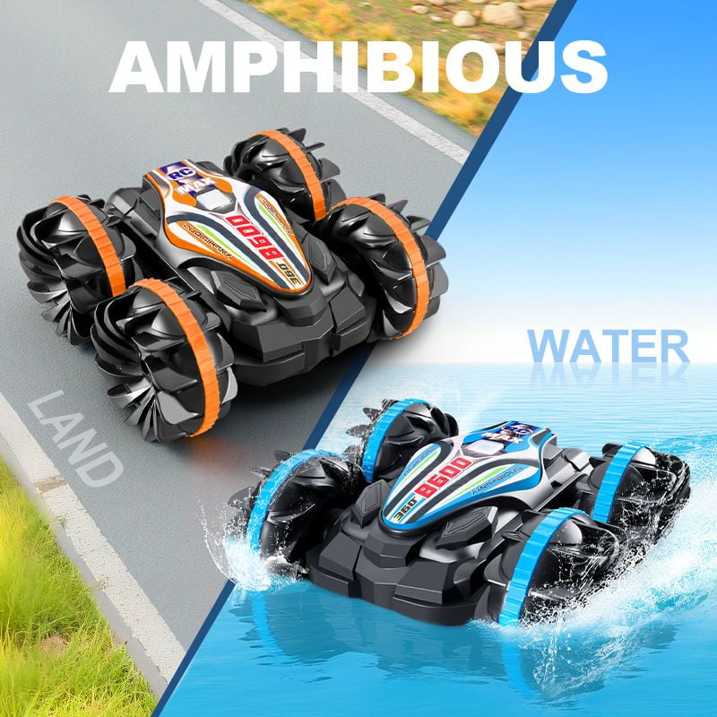 Remote control toy car, water and land amphibious toy car, can float on top. 360 °   flip, adapt to any road conditions, toy off-road car.