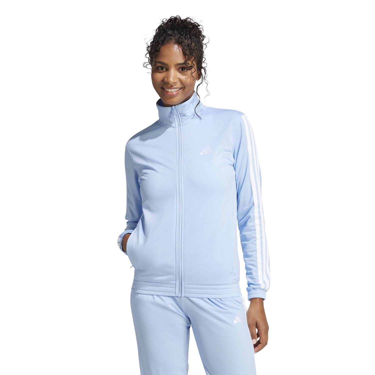 Women's adidas Tricot 3-Stripes Track Top Color: Aurora Ruby White