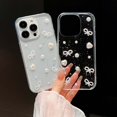 thumbnail image 2 of Funda con nudo de mariposa y cuentas de epoxi 3D para iPhone 16, 15, 14, 13, 12, 11 Pro Max Plus, Mini SE, funda de TPU suave transparente, 2 of 5