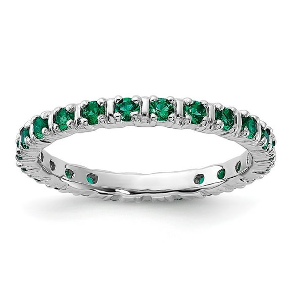 Auriga Fine Jewelry 925 Sterling Silver Created Emerald Ring for Women Size- 10