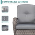 thumbnail image 3 of MEETWARM 3 Piece Wicker Rocking Rattan Patio Outdoor Set with Glass-Top Coffee Table, Gray, 3 of 7