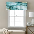 thumbnail image 3 of Teal Marble Kitchen Curtain Valances for Windows Farmhouse Short Curtains, Golden Ink Painting Abstract Art Rod Pocket Valance Curtain for Bedroom Cafe Living Room, 3 of 8