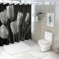 thumbnail image 6 of JEUXUS Bathroom Shower Curtain Black White Tulips Art Flower Multiple Sizes White, 6 of 6