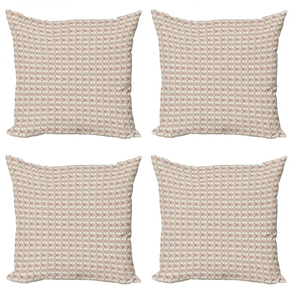 Ambesonne Abstract Geometry Throw Pillow Cover 4 Pack, Ethnic Grunge, 24", Ivory Rose