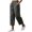 Dark Gray, variant on Women's Casual Loose Fit Capri Pants Solid Color Drawstring Elastic Waist Wide Leg Pants with Pockets for Summer Daily Wear