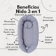 thumbnail image 2 of Nido Colecho 3 en 1 para Bebé Cama Portátil con Colchón de Espuma Desmontable Almohada Mollera Funda Algodón Jersey Girs jaspe Uso en Cuna Carriola Bambineto, 2 of 8