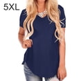thumbnail image 2 of Minnieouse Camiseta de mujer con cuello en V Blusa casual Camiseta de color sólido V Top de manga corta Prendas para la parte del cuerpo Azul marino 5XL Minnieouse AP003157-32, 2 of 6