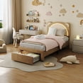 thumbnail image 4 of Yeshouse estructura de cama individual con luces LED y cabecero ajustable en forma de osito, tapizada en terciopelo, soporte de listones de madera, silenciosa y fácil de montar, ideal para niños, 4 of 8