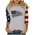 thumbnail image 2 of Aloohaidyvio 3/4 Sleeve Shirts for Women,3/4 Sleeve Patriotic Shirts for Women Dressy Tunic Tops Round Neck Loose Fit Pullover Blouses & Basic Tees, 2 of 5