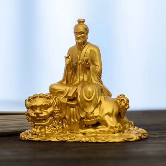 Handcrafted Taiyi Jiuku Tianzun Statue Golden Brass 2.48in Peace & Support Perfect Gift for Meditation Space