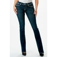 thumbnail image 2 of Grace in LA Women's Western Feather Wing Cross Embroidered Stretch Bootcut Jeans (25, Dark Blue), 2 of 3