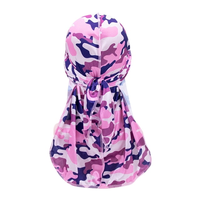 Pañuelo de imitación de seda de secado rápido para rapero con cola larga, pañuelos de hip hop, gorro tipo calavera Púrpura
