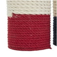 thumbnail image 5 of 5"W, 7"H Cream Cotton Coiled Colorblock Buoy Sculpture with Red and Blue Bases, by DecMode (2 Count), 5 of 10