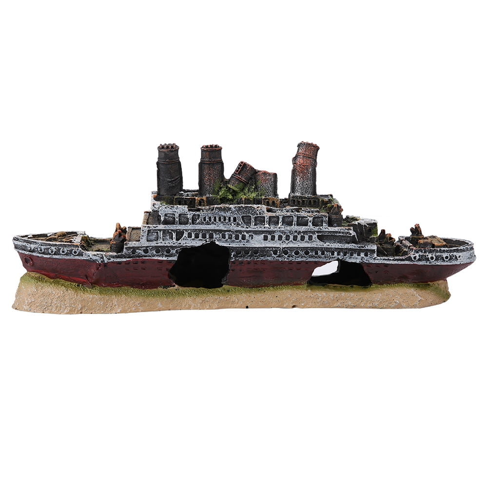 Aquarium Decor Resin Decoration Ornament, Wrecked Boat Ship Ornament, Fish Tank Decorations For Aquarium Fish Tank