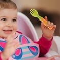 thumbnail image 4 of WORGEOUS 2 juegos de utensilios para bebé, tenedor de autoalimentación para bebé, tenedor de entrenamiento para niños pequeños, cuchara de entrenamiento para bebé con caja de almacenamiento, 4 of 9