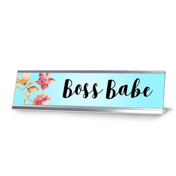 Boss Babe, Aqua Desk Sign (2 x 8")