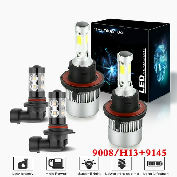 For Jeep Wrangler 2007 2008 2009 Headlights,9008 H13 LED High/Low Beam 9006 led fog light 4pc