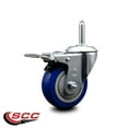 thumbnail image 2 of 4 Inch Blue Poly Wheel Swivel 5/8 Inch Threaded Stem Caster Total Lock Brake, 2 of 2